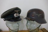 WWII GERMAN HELMET & VISOR HAT ** VETERAN RETURN DOCUMENTATION ** - 1 of 15