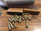 Marlin 25/36 empty brass cases, plus Winchester antique cartridge box 16 polished empty cases - 6 of 7