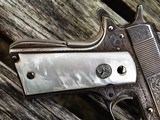 Colt Government Model .45 ACP Fully Engraved Silver Plated Finish With Real Pearl Grips - 9 of 13