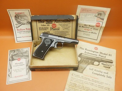 Remington Model 51 .380ACP 3.5"Bbl Early 9-Groove Slide Original Box Manual & Papers
