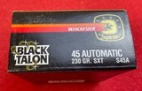 WINCHESTER BLACK TALON Supreme 45 ACP 45ACP Auto COLLECTOR Ammo - 1 of 4