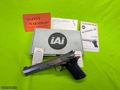 IAI AMT Irwindale Semi Auto Automag III 30 Carbine 6 3/8 Box Paper Auto Mag