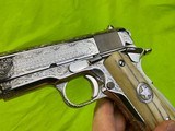 RARE Master Engraved D.W. Harris NICKEL COLT 1911 Combat Commander 45 ACP Texas Ranger Documented - 13 of 20