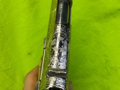 RARE Master Engraved D.W. Harris NICKEL COLT 1911 Combat Commander 45 ACP Texas Ranger Documented - Image 10 of 20