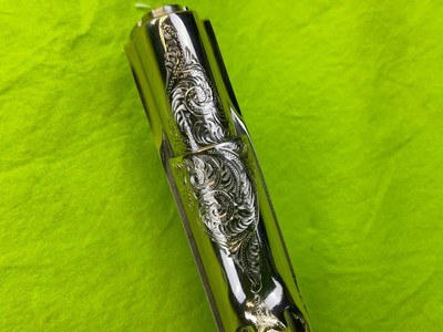 RARE Master Engraved D.W. Harris NICKEL COLT 1911 Combat Commander 45 ACP Texas Ranger Documented - Image 7 of 20