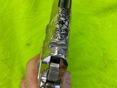 RARE Master Engraved D.W. Harris NICKEL COLT 1911 Combat Commander 45 ACP Texas Ranger Documented - Image 11 of 20