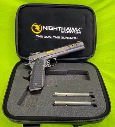 NIGHTHAWK CUSTOM Long Slide President 9MM 1911 Target 6” TIN GOLD DLC NHC