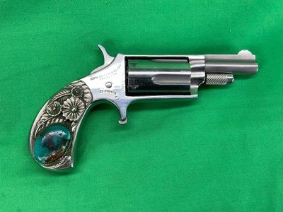 NAA North American Arms 22 WMR 2” Revolver Derringer Western Jade Sterling Belt Buckle - Image 7 of 20