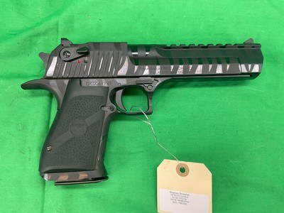 Used Magnum Research Desert Eagle 50 AE Gray Tiger Stripe Blued 6