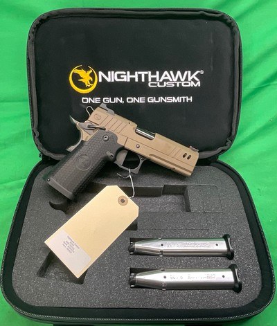 NIGHTHAWK Custom 2011 BDS9 Commander Double Stack 9MM IOS FDE Ported Ambi - Image 1 of 15
