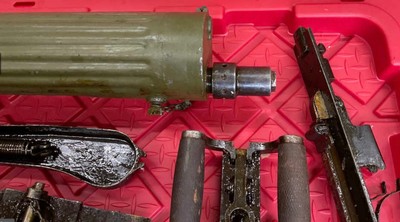 SURPLUS RUSSIAN MAXIM 1910 PARTS KIT LOT BARREL LOCK SA FINNISH GRIPS BELT - Image 2 of 15