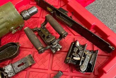 SURPLUS RUSSIAN MAXIM 1910 PARTS KIT LOT BARREL LOCK SA FINNISH GRIPS BELT - Image 3 of 15