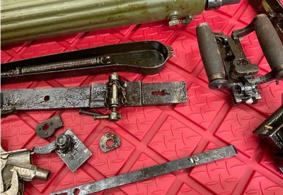 SURPLUS RUSSIAN MAXIM 1910 PARTS KIT LOT BARREL LOCK SA FINNISH GRIPS BELT - Image 4 of 15