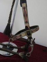 Magnificent Antique Hitched Horse Hair Bridle w/ Reins & Crockett "Hearts" Bit - Prison Made 1880s to 1910 - 8 of 11