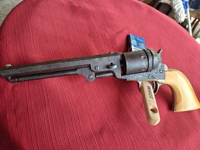 Rare Colt1851 Navy Factory Ivory Grips , Factory Engraved , Confederate Conversion - Image 1 of 15