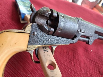 Rare Colt1851 Navy Factory Ivory Grips , Factory Engraved , Confederate Conversion - Image 9 of 15