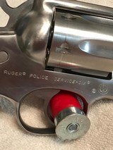 Ruger Police Service Six 357, Stainless stainless construction, 2 3/4 or 4 in. barrel, fixed sights, checkered walnut grips. - 3 of 7