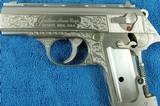 INDIAN ARMS (Detroit, Michigan) Fully Engraved Stainless Steel .380 Automatic Model with Scrimshaw Grips done by Fred A. Harrington - 8 of 15