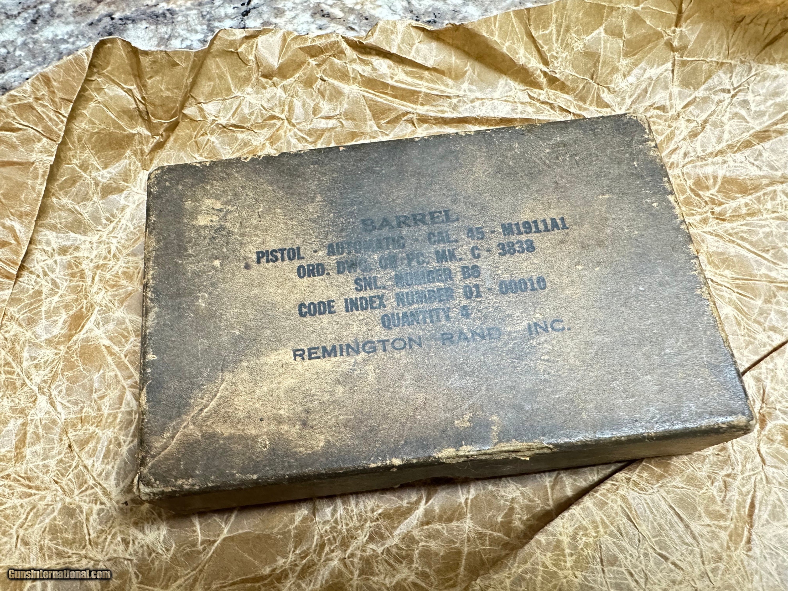 Remington Rand HS Barrel in BOX, barrel Mint bore, colt 1944 US property