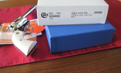 COLT SAA 4.75" 45LC NICKLE FACTORY ELEPHANT IVORY COLLECTOR NIB - Image 14 of 15