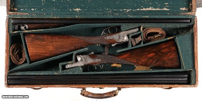 Cased Pair Charles Lancaster Assisted Opening B/A Sidelock SxS Shotgun 12 GA