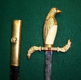 Eagle or Dove Head Dress Sword & Leather Scabbard Gold Plated - 1 of 9