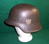 WWII German M-42 Nazi Helmet with Battle Damage & Decal - 3 of 9