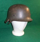 WWII German M-42 Nazi Helmet with Battle Damage & Decal - 1 of 9