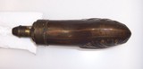 Antique 19th Century SMALLER Civil War Era Black Powder Flask Shell Design - 6 of 8