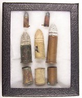 6 Civil War Dug Bullets in a Display Case - 1 of 5
