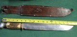 Large 17 1/2" Vintage Stag Handle Bowie Knife & Scabbard - 1 of 14