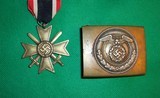 Lot WWII Nazi Medals & Belt Buckle - 8 of 8