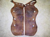 Antique Western Cowboy Leather Batwing Chaps marked "DR" - 1 of 12