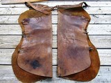 Antique Western Cowboy Leather Batwing Chaps marked "DR" - 2 of 12