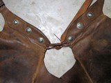 Antique Western Cowboy Leather Batwing Chaps marked "DR" - 9 of 12