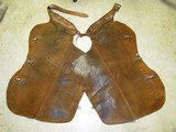 Antique Western Cowboy Leather Batwing Chaps marked "DR" - 4 of 12
