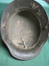 WWI WWII German Helmet with Bullet or Shrapnel Hole - 7 of 12