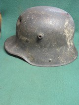 WWI WWII German Helmet with Bullet or Shrapnel Hole - 2 of 12