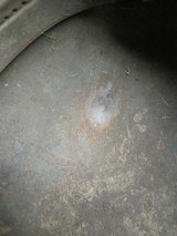 WWI WWII German Helmet with Bullet or Shrapnel Hole - 8 of 12
