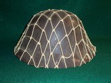 Original WWII Japanese Imperial Naval Landing Forces Marines Helmet w/ Net & Emblem - 12 of 12