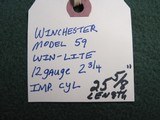Winchester Model 59 12 Ga Win-Lite Imp Cyl. Shotgun Barrel 2 3/4" - 2 of 8