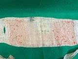 Original Japanese WWII Senninbari 1000 Stitch Belt with Rising Sun, Temple Stamps - 8 of 10