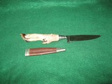 Near Mint Vintage Hoffritz German Deer Hoof Foot Knife With Sheath fixed blade - 2 of 8