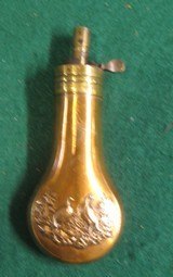 Very Small Black Powder Flask Brass Copper 4 1/2