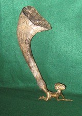 Antique African Carved Horn with Brass Figure - 4 of 12