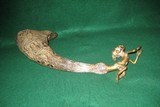 Antique African Carved Horn with Brass Figure - 7 of 12