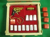 Xythos Gold-Plated Miniature Pistol & Female Flare Kit in Wooden Crate New Old Stock