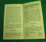 VINTAGE 1918 BOX MODEL 1903 COLT POCKET HAMMERLESS .32 CAL INSTRUCT. SAFTY SHEET - 9 of 16