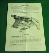 VINTAGE 1918 BOX MODEL 1903 COLT POCKET HAMMERLESS .32 CAL INSTRUCT. SAFTY SHEET - 6 of 16