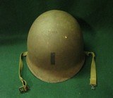 WW2 Helmet with Liner Frt seam Fixed Bale Chin Strap Lt Bar 327th Glider Inf Rgt - 1 of 14